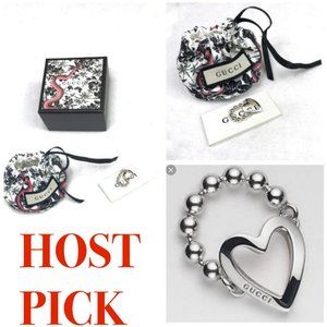 New Auc Gucci Silver Toggle Heart Ring